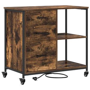 vidaXL Büroschrank mit Rad Räuchereiche 76 x 41 x 72 cm Holzwerkstoff