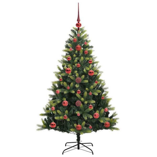 vidaXL K&uuml;nstlicher geflammter Weihnachtsbaum 150 LEDs Gr&uuml;n 120 cm