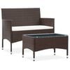 vidaXL 2-tlg. Garten-Lounge-Set mit Auflage Poly Rattan Braun