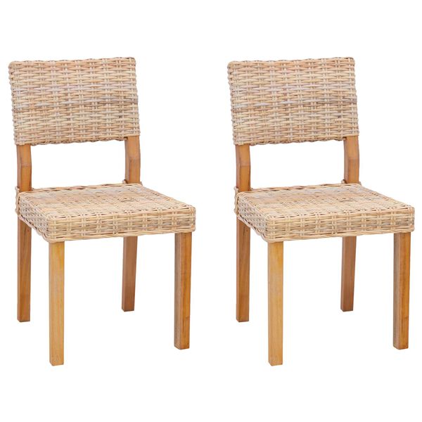 vidaXL Esszimmerstuhl 2 pcs Natur 46 x 55 x 84 cm Kubu Rattan
