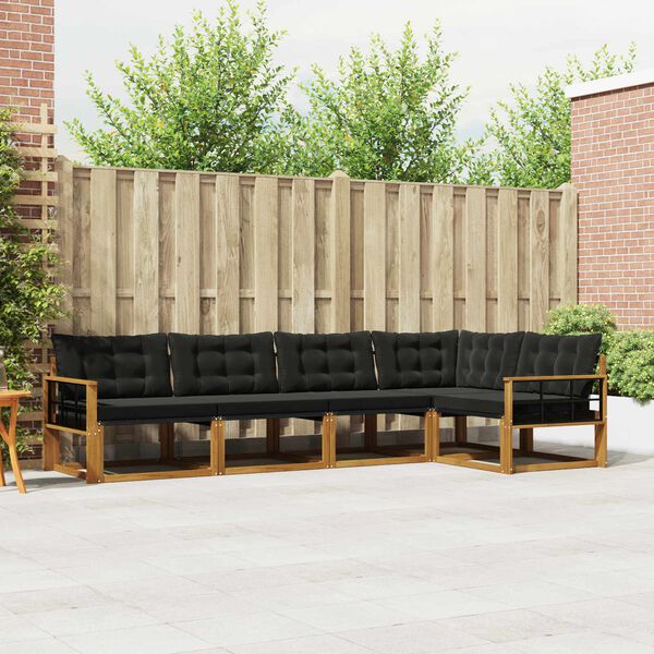 vidaXL Outdoor-Sofagarnitur mit Kissen 5 pcs Nat&uuml;rlich und Schwarz