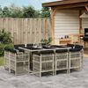 vidaXL 11-tlg. Garten-Essgruppe mit Kissen Hellgrau Poly Rattan