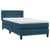 vidaXL Boxspringbett mit Matratze Dunkelblau 90x220 cm Samt
