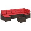 vidaXL Sofa Set 8 stk. Braun und Rot Poly-Rattan