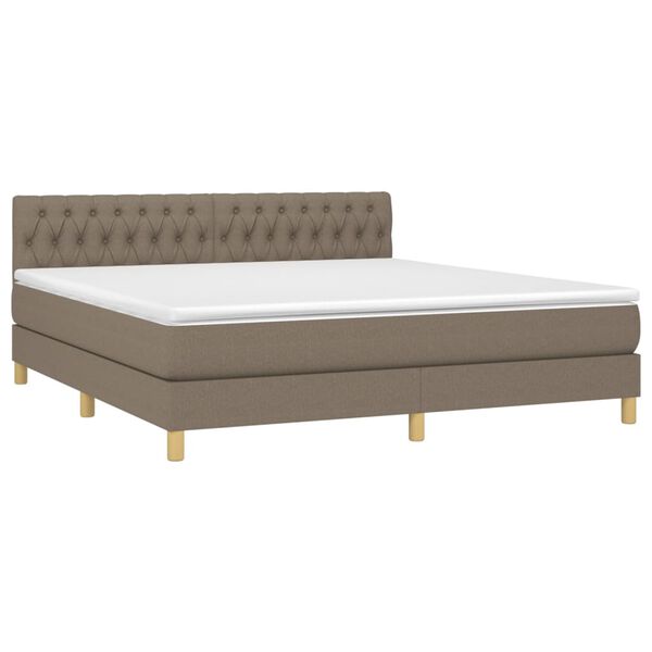 vidaXL Boxspringbett mit Matratze & LED Taupe 180x200 cm Stoff