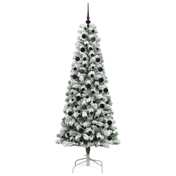 vidaXL K&uuml;nstlicher klappbarer Weihnachtsbaum Gr&uuml;n und Wei&szlig; 210 cm