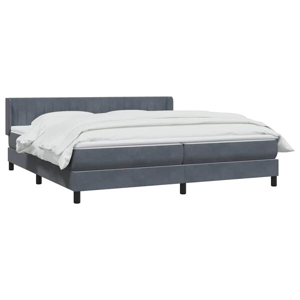 vidaXL Boxspringbett mit Matratze Dunkelgrau 180x210 cm Samt