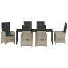 vidaXL Garten Essgruppe mit Kissen 7 pcs Hellgrau Poly-Rattan