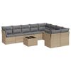 vidaXL 10-tlg. Garten-Sofagarnitur mit Kissen Beige Poly Rattan