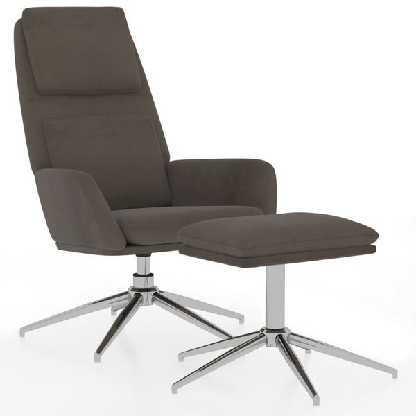 vidaXL Relaxsessel mit Hocker Dunkelgrau Mikrofasergewebe