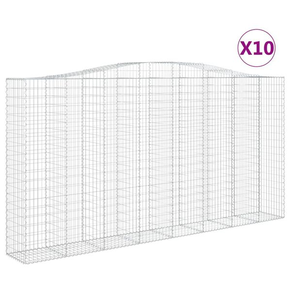 vidaXL Gabionen mit Hochbogen 10Stk. 400x50x200/220cm Verzinktes Eisen