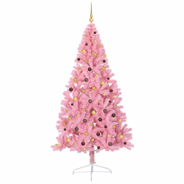 vidaXL K&uuml;nstlicher vorbeleuchteter Weihnachtsbaum Rosa 240 cm PVC