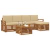 vidaXL Outdoor-Sofagarnitur 6 pcs Natur und Beige Massivholz Akazie