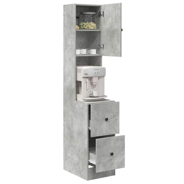 vidaXL K&uuml;chenschrank mit Regal Grau 35 x 50 x 180 cm Holzwerkstoff