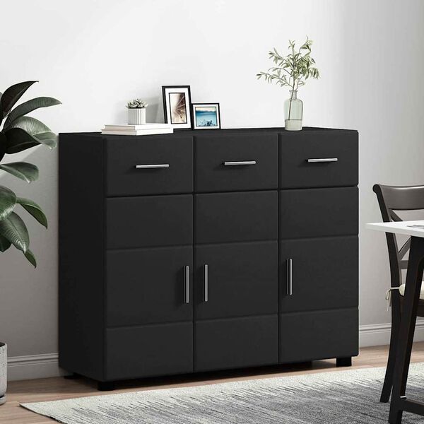 vidaXL Sideboard mit Regal Schwarz 88,5 x 30,5 x 73 cm Holzwerkstoff