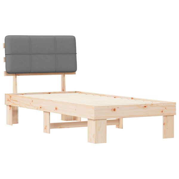vidaXL Bettgestell mit gepolstertem Kopfteil Hellgrau 100 x 200 cm