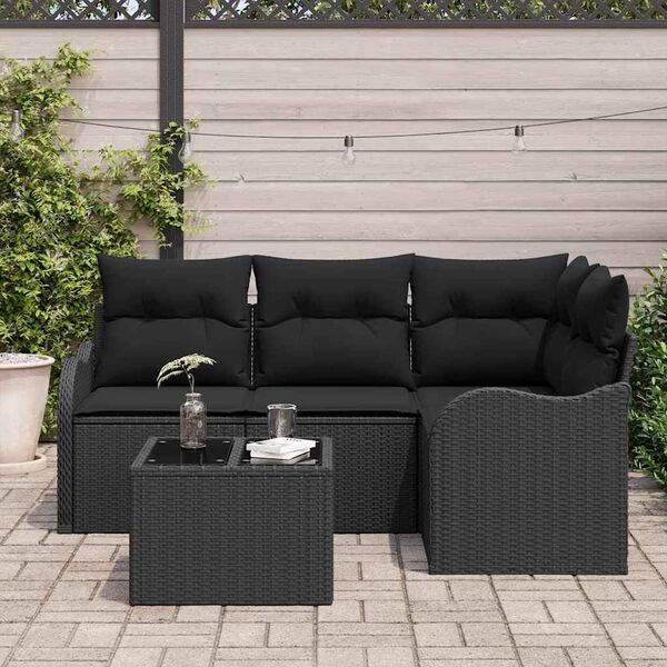vidaXL Gartensofa-set Schwarz Poly-Rattan