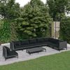 vidaXL 9-tlg. Garten-Lounge-Set mit Kissen Poly Rattan Dunkelgrau