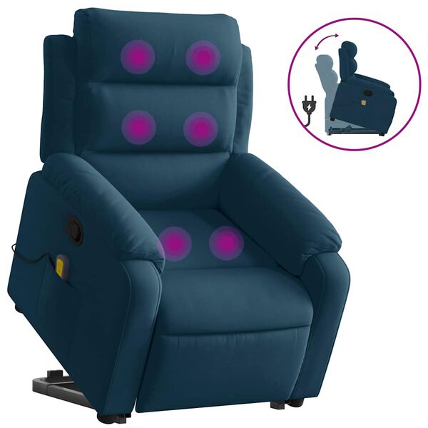 vidaXL Massagesessel mit Aufstehhilfe Blau Samt