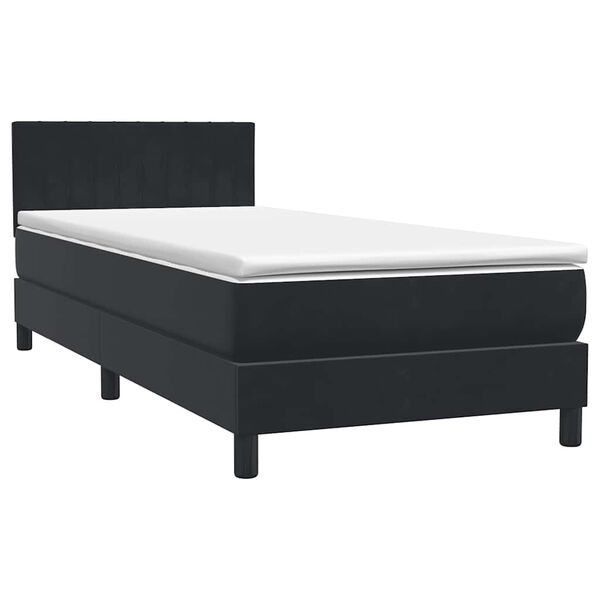 vidaXL Boxspringbett mit Matratze Schwarz 100x210 cm Samt