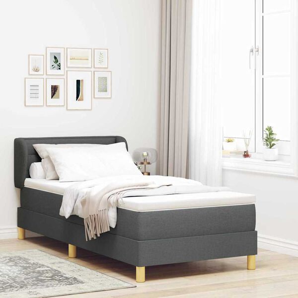 vidaXL Boxspringbett mit Matratze Dunkelgrau 80 x 200 cm Stoff