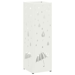 vidaXL Regenschirmst&auml;nder mit Speicher Wei&szlig; 15,5 x 15,5 x 49 cm Stahl