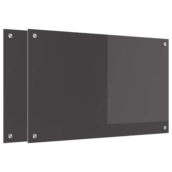 vidaXL K&uuml;chenr&uuml;ckwand 2 pcs Dunkelgrau 80 x 50 cm Geh&auml;rtetes Glas