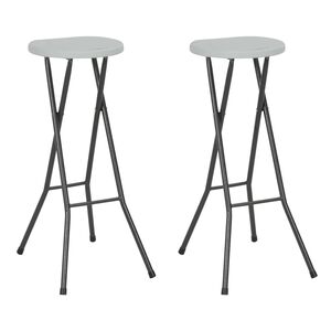 vidaXL Klappbare Barhocker 2 Stk. HDPE und Stahl Wei&szlig;
