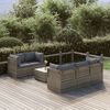vidaXL 6-tlg. Garten-Lounge-Set mit Kissen Grau Poly Rattan