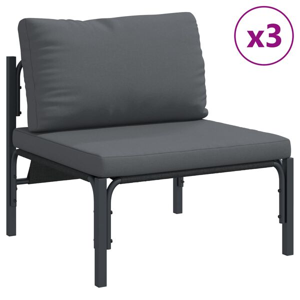 vidaXL Gartensofa-set mit Kissen 6 pcs Schwarz Stahl