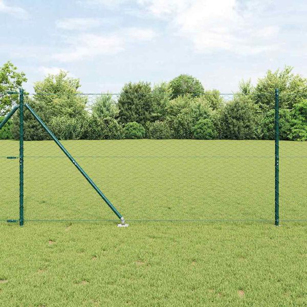 vidaXL Zaunpfosten Gr&uuml;n 50 x 1,4 m (36 mm Netz) Stahl und PVC