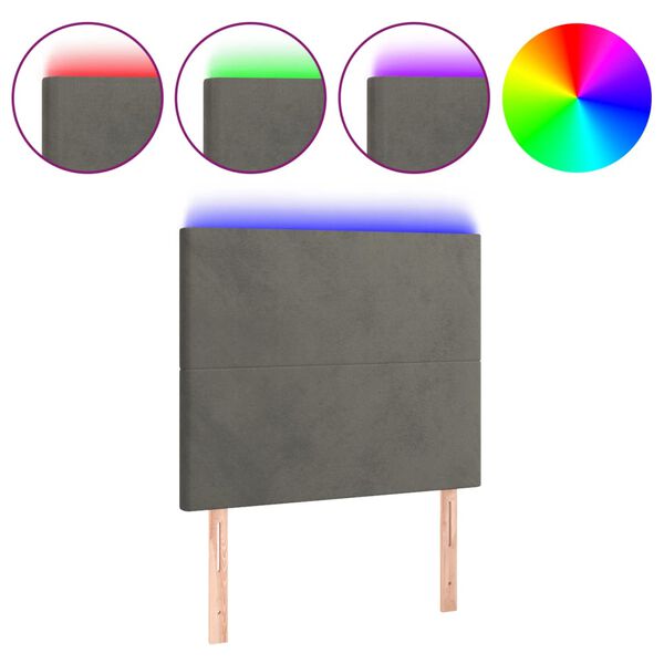 vidaXL LED Kopfteil Dunkelgrau 80x5x118/128 cm Samt