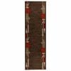 vidaXL Teppichl&auml;ufer FLORNES Gewebt Braun Bl&auml;tter 67 x 350 cm PP 7 mm