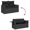 vidaXL Gartensofa mit Kissen 2-Sitzer Schwarz Poly Rattan