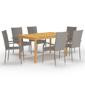 vidaXL 7-tlg. Garten-Essgruppe Grau