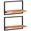 vidaXL Wandregale 2 Stk. 60x25x35 cm Massivholz Akazie und Stahl
