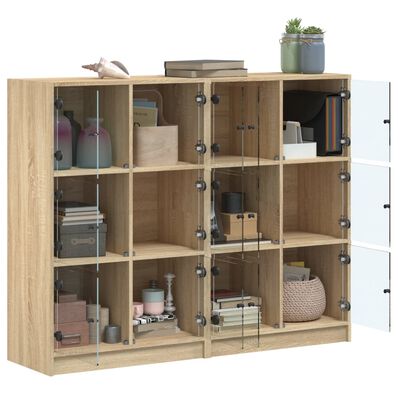vidaXL Bücherregal mit Türen Sonoma-Eiche 136x37x109 cm Holzwerkstoff