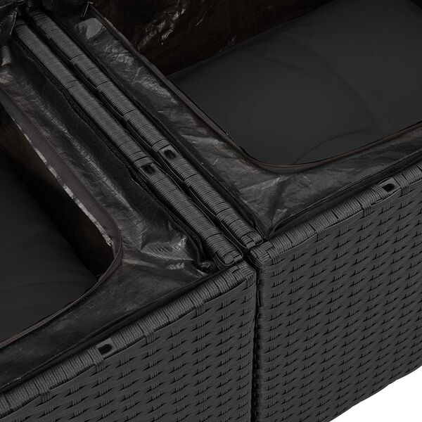 vidaXL Gartensofa-set mit Speicher 8 pcs Schwarz Poly-Rattan