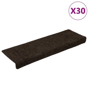 vidaXL Stufenmatten Selbstklebend 30 Stk. 65x21x4 cm Dunkelbraun Rechteckiger Rand