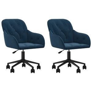 vidaXL Esszimmerst&uuml;hle 2 Stk. Drehbar Blau Samt