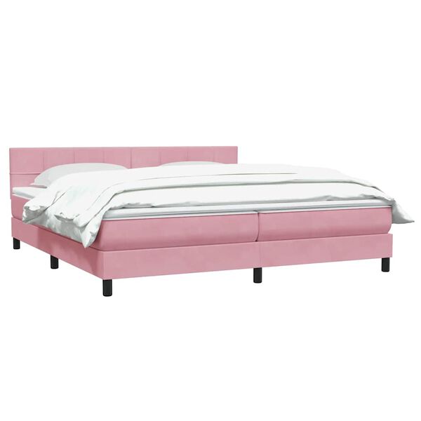 vidaXL Boxspringbett mit Matratze Rosa 180x220 cm Samt