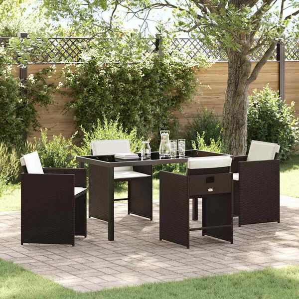 vidaXL Garten Essgruppe 5 pcs Braun Poly-Rattan