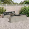 vidaXL Garten-Sofa-Set mit Kissen 9 pcs Hellgrau Poly Rattan