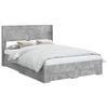 vidaXL Bettgestell mit Stauraum und Kopfteil Betongrau 135 x 190 cm