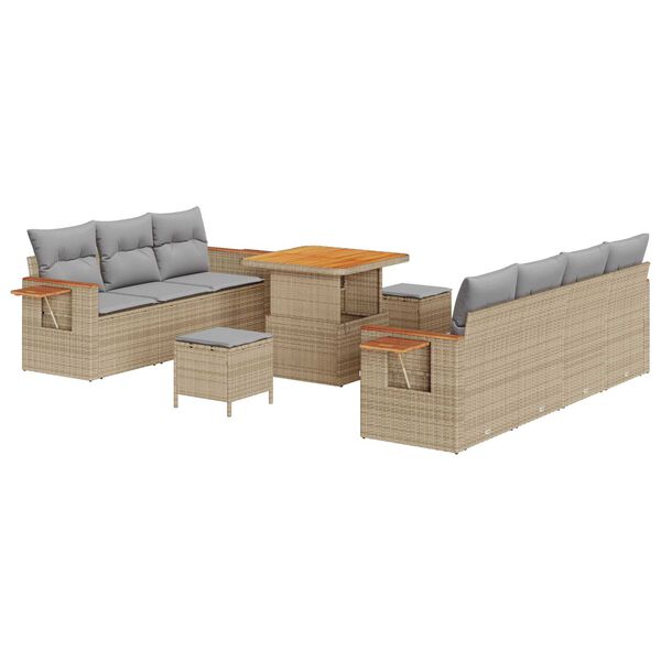 vidaXL Gartensofa-set mit Kissen 10 pcs Beige und Hellgrau