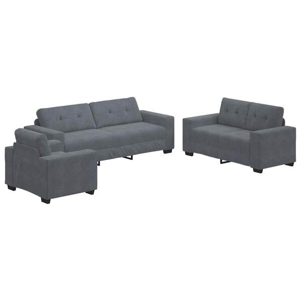 vidaXL Sofa Set 3 pcs Grau Samt