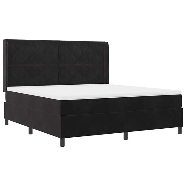 vidaXL Boxspringbett mit Matratze Schwarz 180 x 200 cm Samt