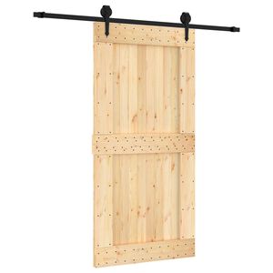 vidaXL Schiebet&uuml;r Nat&uuml;rlich und Schwarz 100 x 210 cm Massivkiefer