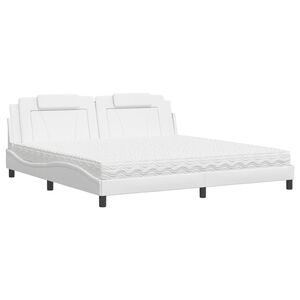 vidaXL Bett "Viana" mit Matratze Wei&szlig; 200x200 cm Kunstleder