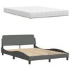 vidaXL Bett mit Matratze Dunkelgrau 140x200 cm Stoff